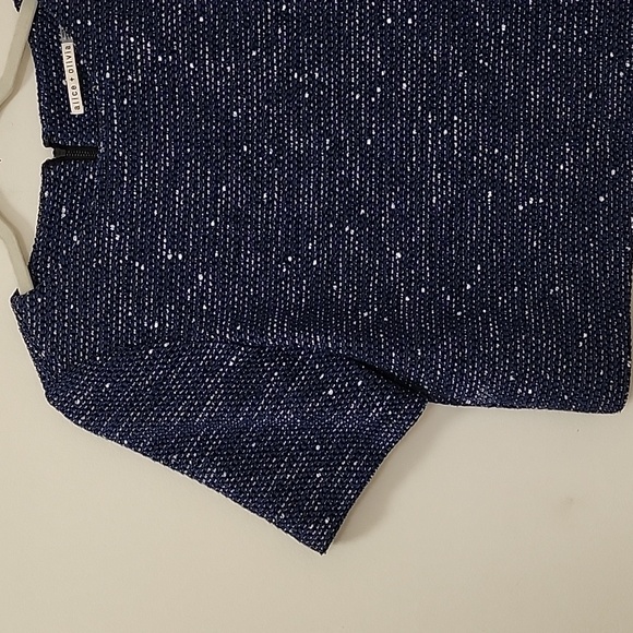 Alice + Olivia Blue Silver Knit Sweater Crop Top Size 6 - Picture 5 of 16